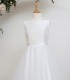 White Satin & Tulle Communion Dress - Cece by Millie Grace