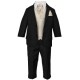 Boys Black & Champagne Swirl 6 Piece Slim Fit Suit