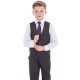 Boys Charcoal Grey Check 5 Piece Slim Fit Suit