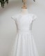 White Satin Leaf Tulle Communion Dress - Clara by Millie Grace