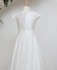 White Satin Leaf Tulle Communion Dress - Clara by Millie Grace