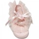 Baby Girls Pink Frilly Organza Soft Satin Shoes