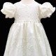 Baby Girls Ivory Floral Lace Long Gown & Bonnet