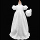 Baby Girls White Floral Lace Long Gown & Bonnet