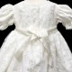 Baby Girls Ivory Diamante Embroidered Lace Christening Gown & Bonnet