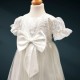 Baby Girls Ivory Bow Floral Lace Christening Gown & Bonnet