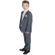 Boys Grey & Ivory 6 Piece Slim Fit Suit