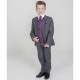 Boys Grey & Purple 6 Piece Slim Fit Suit