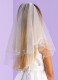 Girls White Two Tier Beaded Trim Veil - Hope P150 by Peridot