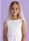 Girls White Two Tier Beaded Trim Veil - Hope P150 by Peridot