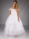Girls White Bardot Style Glitter Tulle Butterfly Hoop Dress