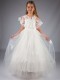 Girls Ivory Embroidered Lace Tulle Hoop Dress & Cape