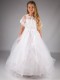 Girls White Embroidered Lace Tulle Hoop Dress & Cape
