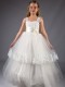 Girls Ivory Embroidered Lace Satin Belt Tulle Hoop Dress