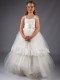Girls Ivory Embroidered Lace Satin Belt Tulle Hoop Dress