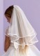 Girls Ivory Two Tier Diamante Veil - Katie P177A by Peridot