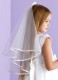 Girls White Two Tier Organza Bow Veil - Leah P103 by Peridot