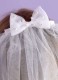 Girls White Two Tier Organza Bow Veil - Leah P103 by Peridot