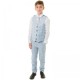 Milano Mayfair Boys Light Blue Check 4 Piece Slim Fit Suit