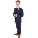 Boys Navy Check 5 Piece Slim Fit Suit