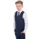 Boys Navy Check 5 Piece Slim Fit Suit