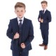 Boys Navy Check 5 Piece Slim Fit Suit