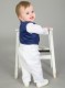 Baby Boys Navy & White Anchor 5 Piece Satin Christening Suit