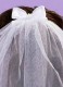 Girls White Two Tier Pearl Organza Bow Veil - Darcy P247 by Peridot