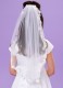 Girls White Guipure Lace Tulle Veil - Mia P249 by Peridot