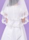 Girls White Two Tier Fringe Lace Veil - Abbie P251 by Peridot