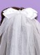 Girls White Large Satin Bow Tulle Veil - Fallon P252 by Peridot