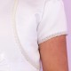 Girls White Beaded Duchess Satin Short Sleeved Bolero - Eileen P277 by Peridot