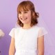 Girls White Organza Short Sleeved Bolero - Willow P283 by Peridot