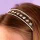 Girls Crystal Floral Triple Band Headband - Jade P287 by Peridot