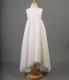 Girls Ivory Dipped Hem Chiffon Dress - Penelope by Busy B's Bridals
