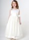 Girls Ivory Satin Bow Dress