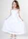 Girls White Satin Bow Dress