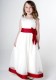 Girls Red & Ivory Satin Bow Dress with Bolero Jacket