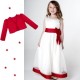 Girls Red & Ivory Satin Bow Dress with Bolero Jacket