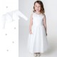 Girls White Diamante Organza Dress with Bolero Jacket