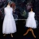 Girls White Floral Lace Dress with Satin Sash