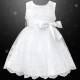 Girls White Floral Lace Dress with Satin Sash