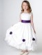 Girls Cadbury Purple & White Rose Satin Tulle Dress with Bolero