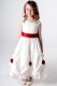 Girls Red & Ivory Rose Satin Tulle Dress with Bolero