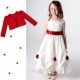 Girls Red & Ivory Rose Satin Tulle Dress with Bolero