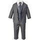 Boys Grey & Navy Swirl 6 Piece Slim Fit Suit