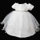 Baby Girls White & Silver Sparkly Hearts Tulle Dress