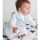 Baby Boys White & Blue Swirl 4 Piece Satin Christening Suit