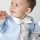 Baby Boys Blue & White Diamond Tuxedo Christening Romper Suit