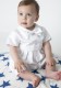 Baby Boys Blue & White Diamond Tuxedo Christening Romper Suit